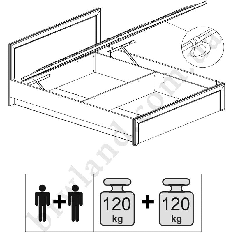 Фото схеми навантажень ліжка 140 з підйомником SAPORI MEBELBOS