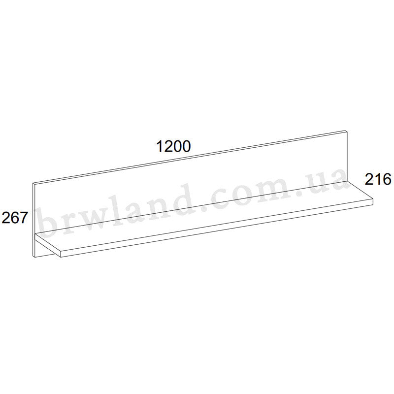 Фото схеми розмірів полиці 120 SAPORI MEBELBOS