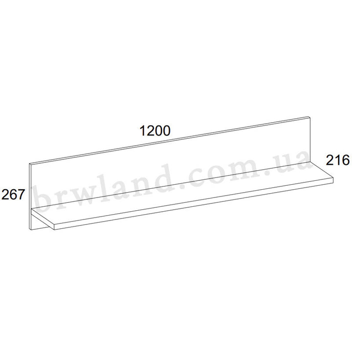 Фото схеми розмірів полиці 120 SAPORI MEBELBOS