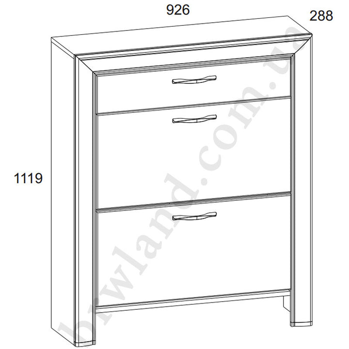 Фото схеми з розмірами тумби для взуття SAPORI MEBELBOS 2K1S