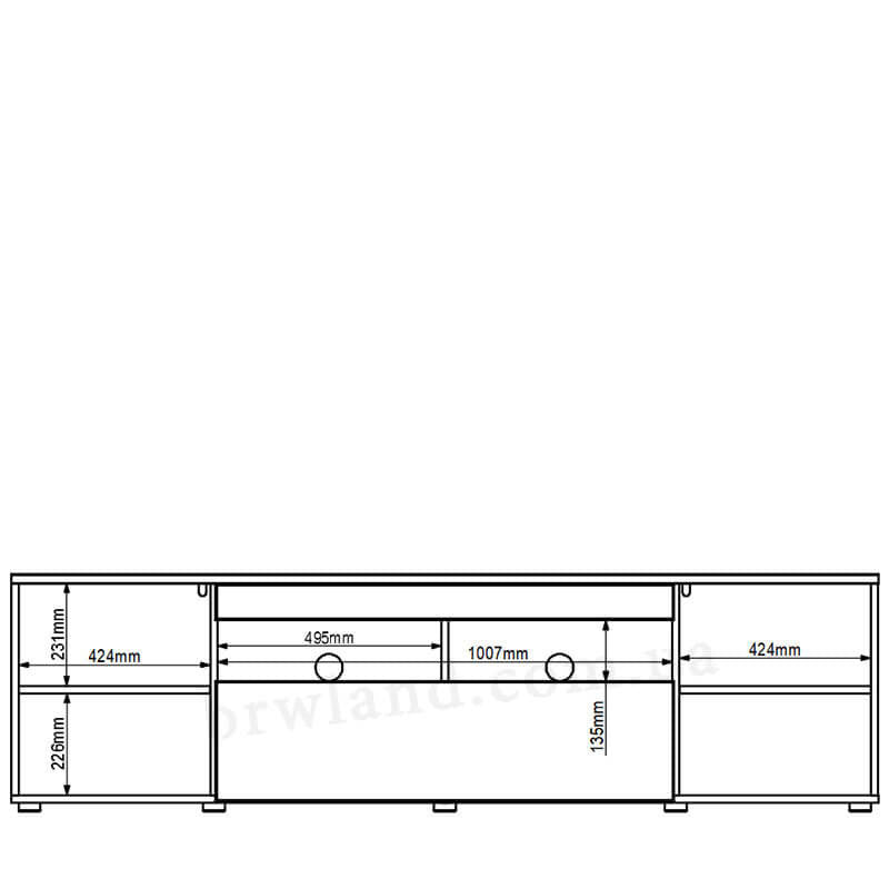 На фото схема з розмірами тумби ТВ MEMPHIS BRW RTV2D1S/5/19