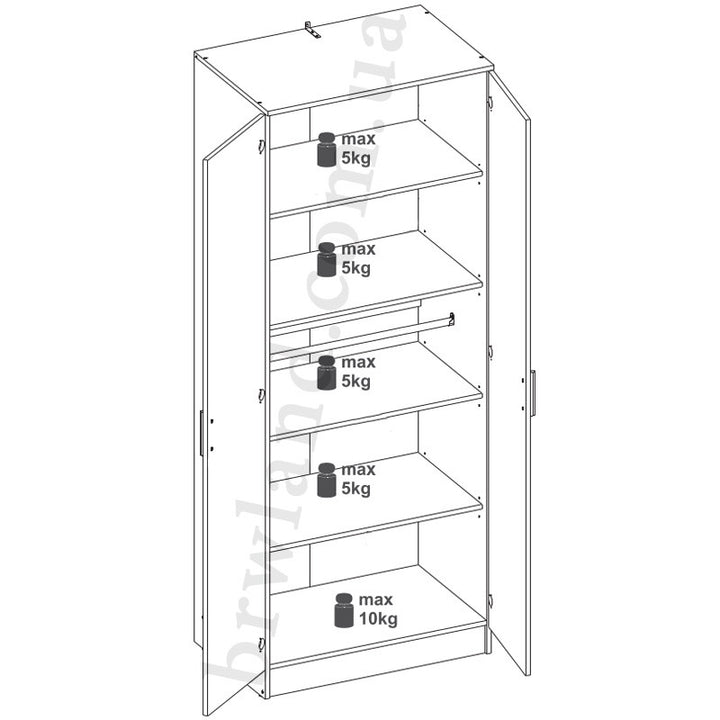 Фото схеми наповнення та навантажень комбінованої шафи MONTANA LIVEO MT01/MT05 білий