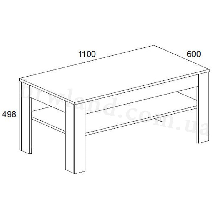 На фото схема із розмірами журнального столу 110 MORTIZ MEBELBOS