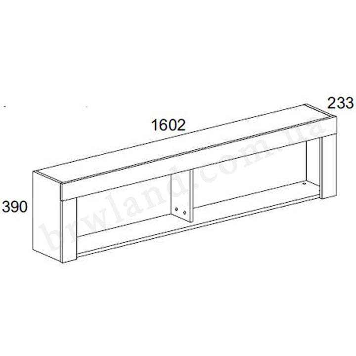 На фото схема з розмірами полиці 160 MORTIZ MEBELBOS