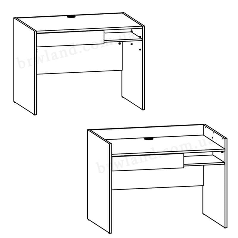 Фото двох варіантів розташування стільниці письмового столу NANDU BIU1S BRW