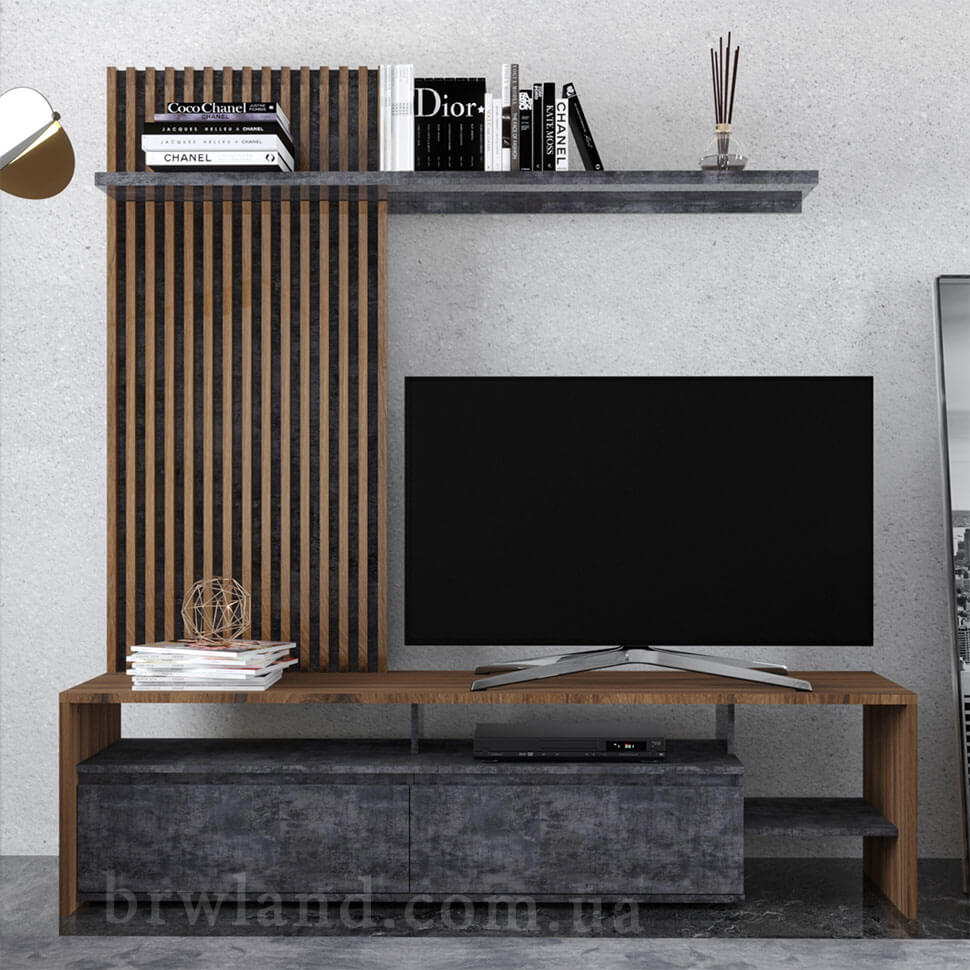 Фото стiнки НЕО 2 ГЕРБОР дуб ліворно / бетон темний