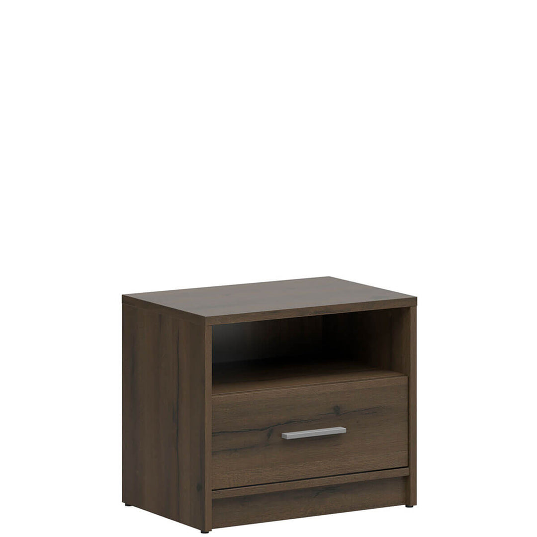 Фото вигляду збоку приліжкової тумбочки NEPO PLUS KOM1S BRW дуб шляхетний