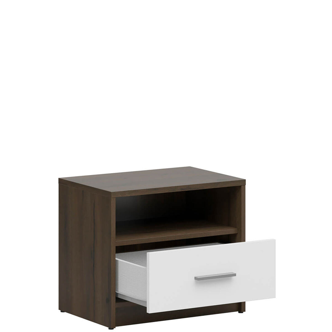 Фото наповнення приліжкової тумбочки NEPO PLUS KOM1S BRW дуб шляхетний /білий