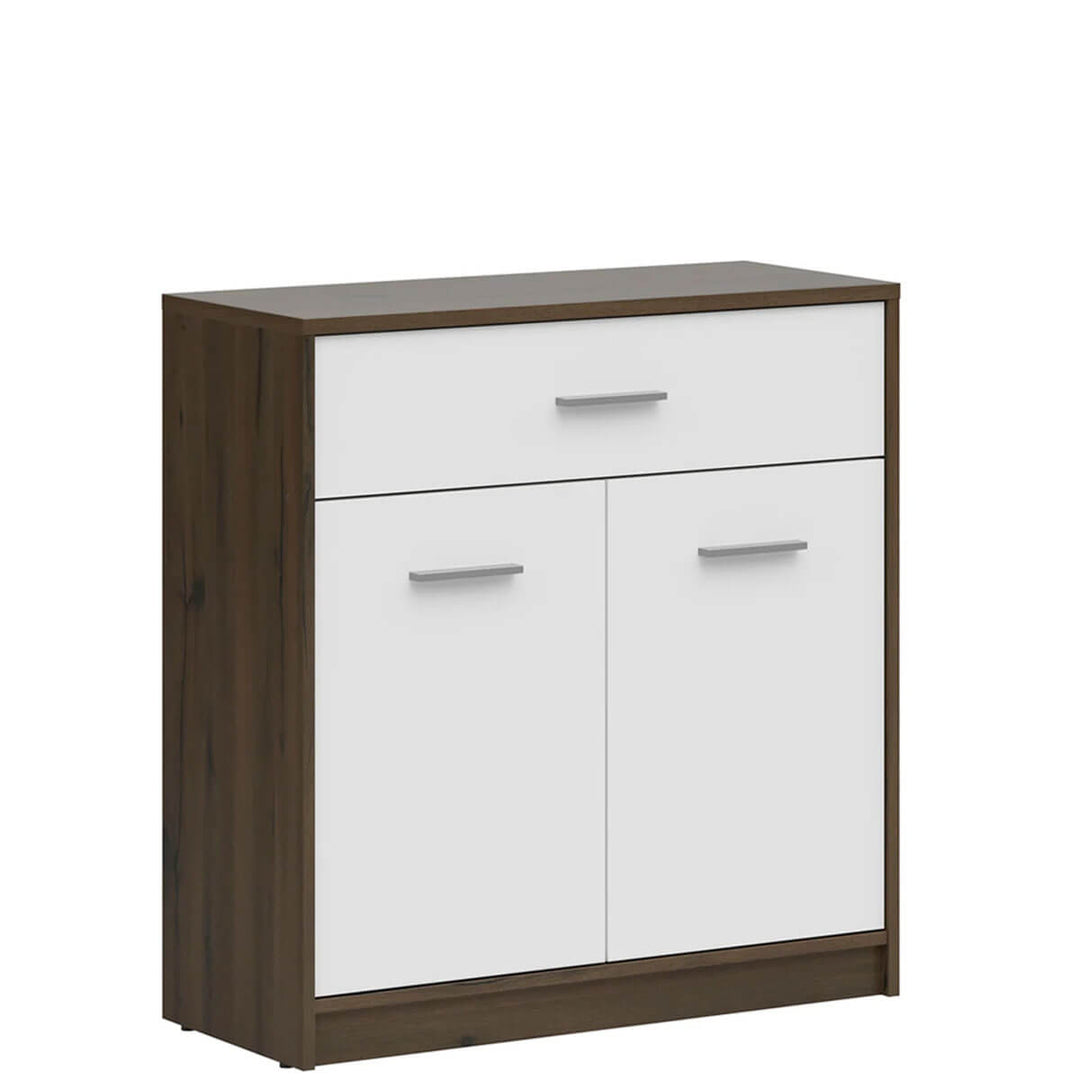 Фото вигляду збоку тумби NEPO PLUS BRW KOM2D1S дуб шляхетний / білий