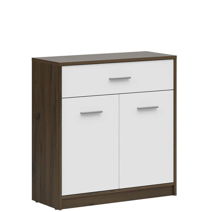 Фото вигляду збоку тумби NEPO PLUS BRW KOM2D1S дуб шляхетний / білий