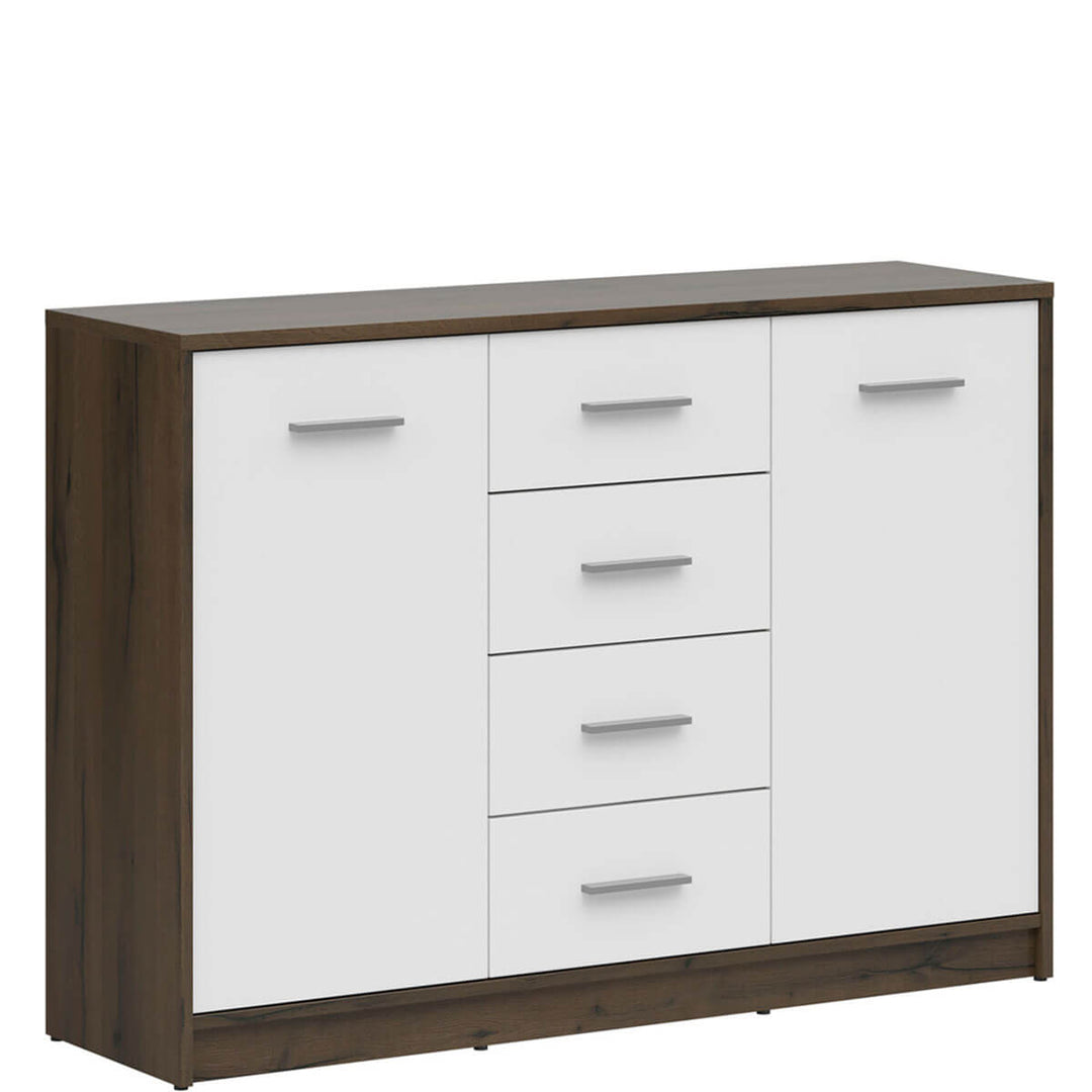 Фото вигляду збоку комода NEPO PLUS BRW KOM2D4S дуб шляхетний / білий