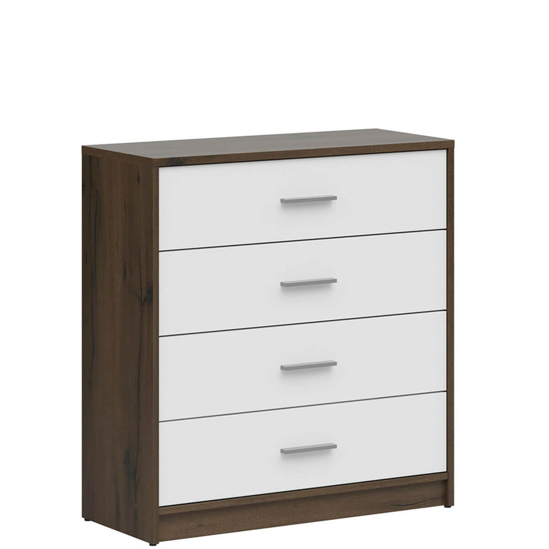 Фото вигляду збоку комода NEPO PLUS BRW KOM4S дуб шляхетний / білий