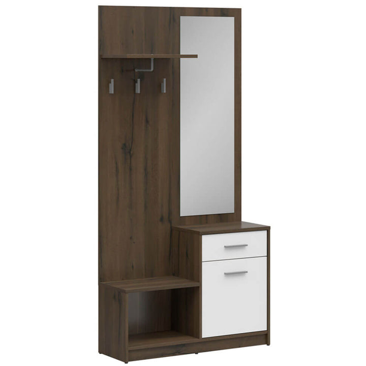 Фото вигляду збоку міні-передпокою NEPO PLUS BRW PPK дуб шляхетний / білий