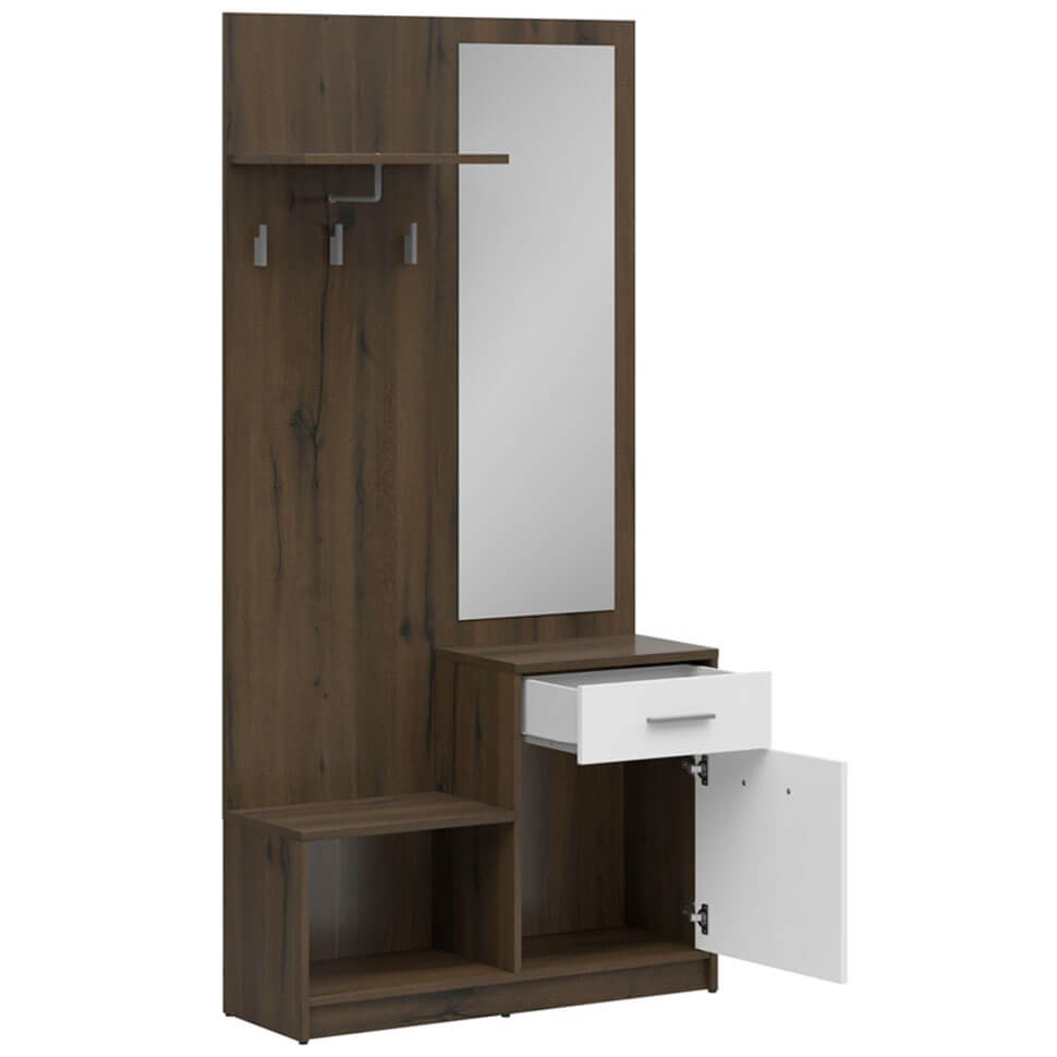 Фото наповнення міні-передпокою NEPO PLUS BRW PPK дуб шляхетний / білий