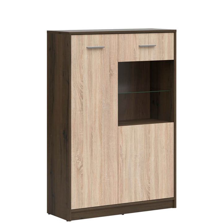 Фото вигляду збоку вітрини NEPO PLUS BRW REG1D1W/90 дуб шляхетний / дуб сонома