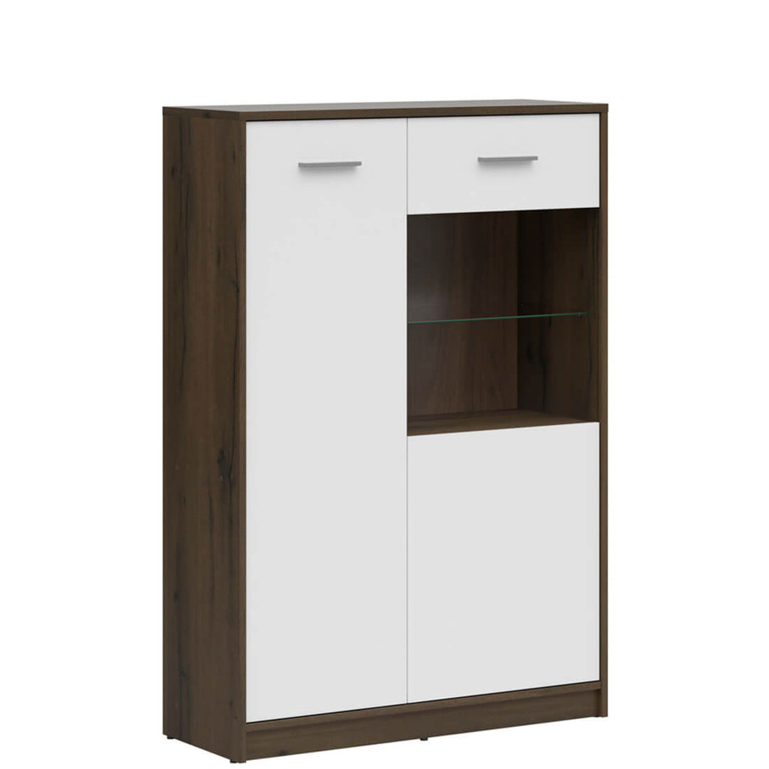 Фото вигляду збоку вітрини NEPO PLUS BRW REG1D1W/90 дуб шляхетний / білий