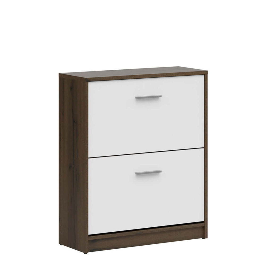 Фото вигляду збоку тумби для взуття NEPO PLUS BRW SFB2K2 дуб шляхетний / білий