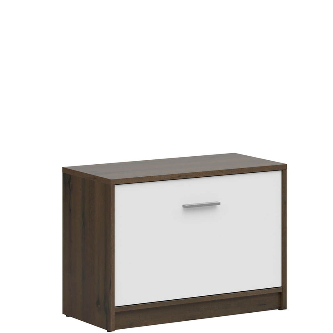 Фото вигляду збоку тумби для взуття NEPO PLUS BRW SFK1K дуб шляхетний / білий