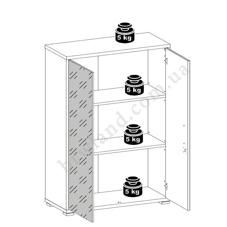 На фото схема навантаження тумби OFFICE LUX REG2D/114 BRW