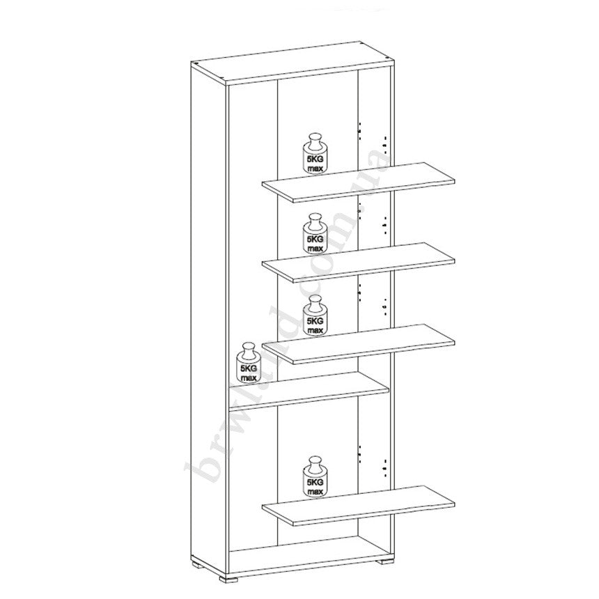 На фото схема навантаження стелажу OFFICE LUX REG/79/220 BRW