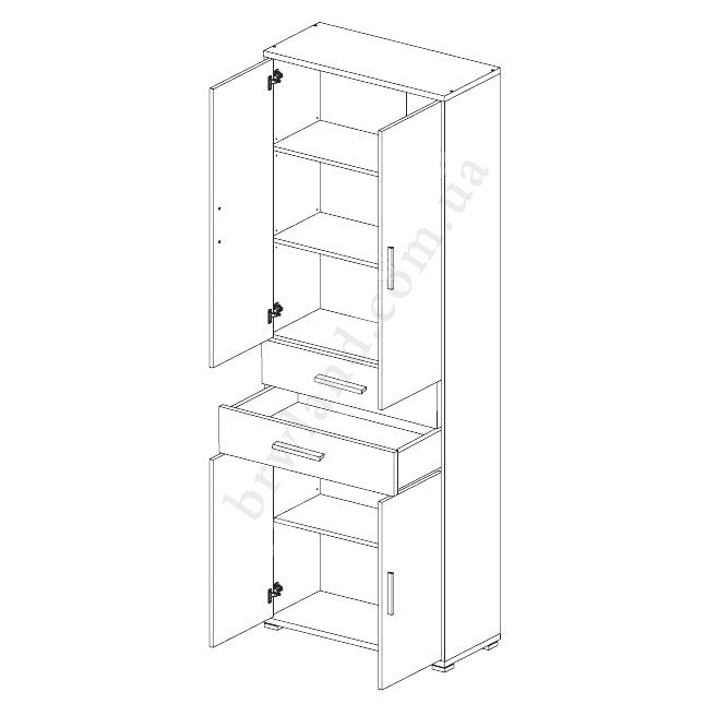 На фото схема наповнення шафи OFFICE REG4D2S/220 BRW