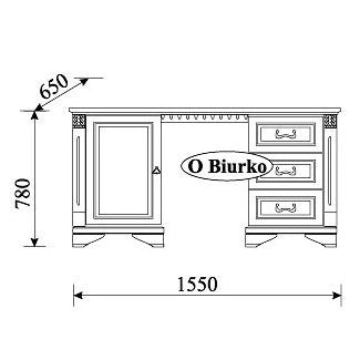 На фото схема з розмірами письмового столу ORFEUSZ TARANKO O