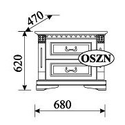 На фото схема з розмірами тумбочки ORFEUSZ TARANKO OSZN
