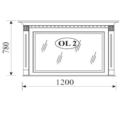 На фото схема із розмірами дзеркала ORFEUSZ TARANKO OL-2