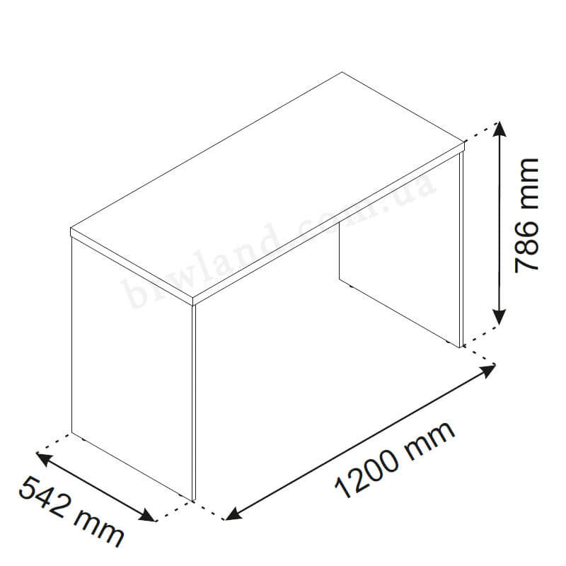 Фото схеми з розмірами письмового столу 120 ПАВІ ВМВ