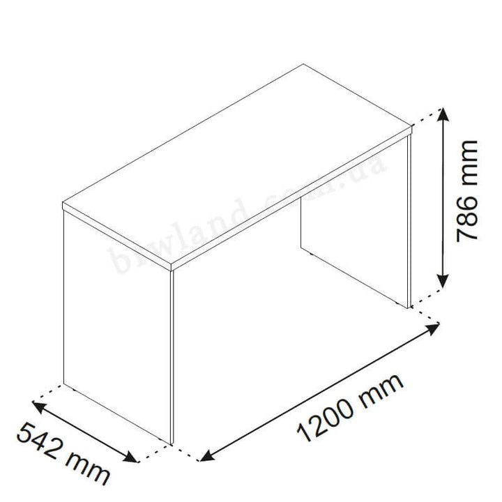Фото схеми з розмірами письмового столу 120 ПАВІ ВМВ