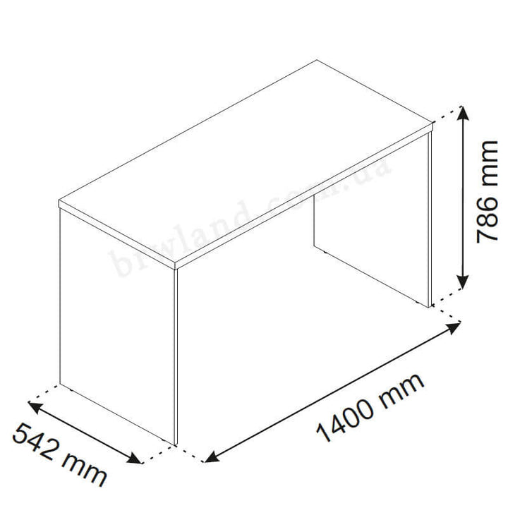 Фото схеми з розмірами письмового столу 140 ПАВІ ВМВ