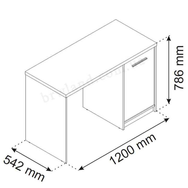Фото схеми з розмірами письмового столу ПАВІ ВМВ 1D/120