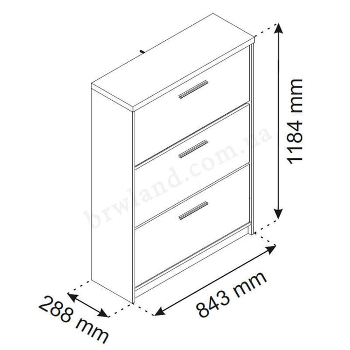 Фото схеми з розмірами тумби для взуття ПАВІ ВМВ 3K