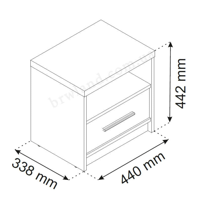 Фото схеми з розмірами приліжкової тумбочки ПАВІ ВМВ 1S