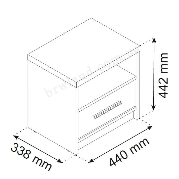 Фото схеми з розмірами приліжкової тумбочки ПАВІ ВМВ 1S