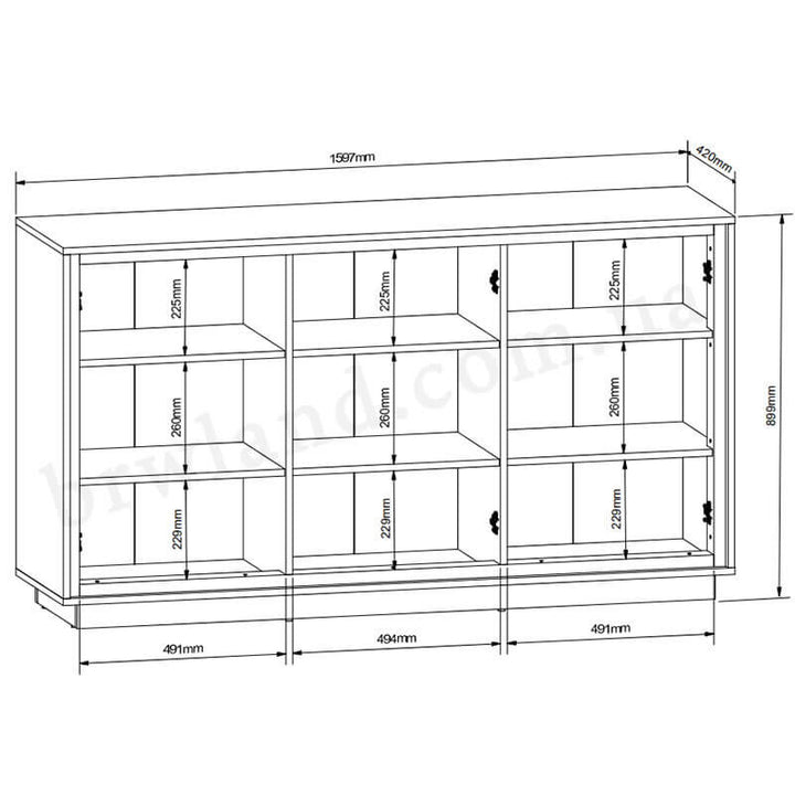 На фото схема з розмірами буфету PONT BRW KOM3W
