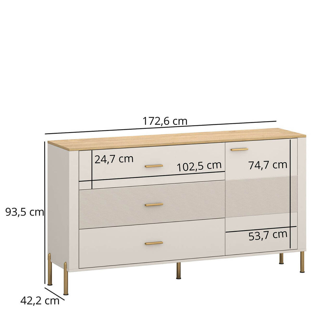 Фото розмірів комода RUBEN MEBELBOS 1D3S