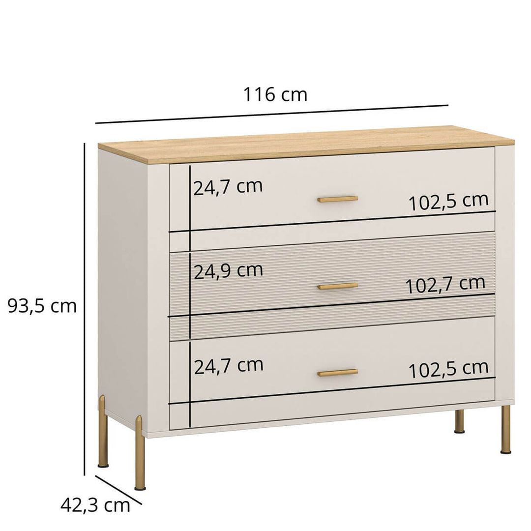 Фото розмірів комода RUBEN MEBELBOS 3S