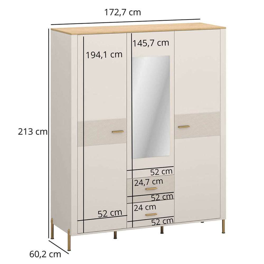 Фото розмірів шафи з дзеркалом RUBEN MEBELBOS 3D2S