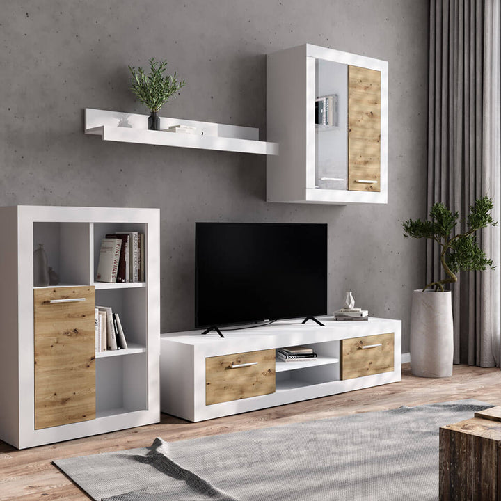 Фото стінки у вітальню ШАКІРА БРВ з підсвіткою німфеа альба / дуб артизан