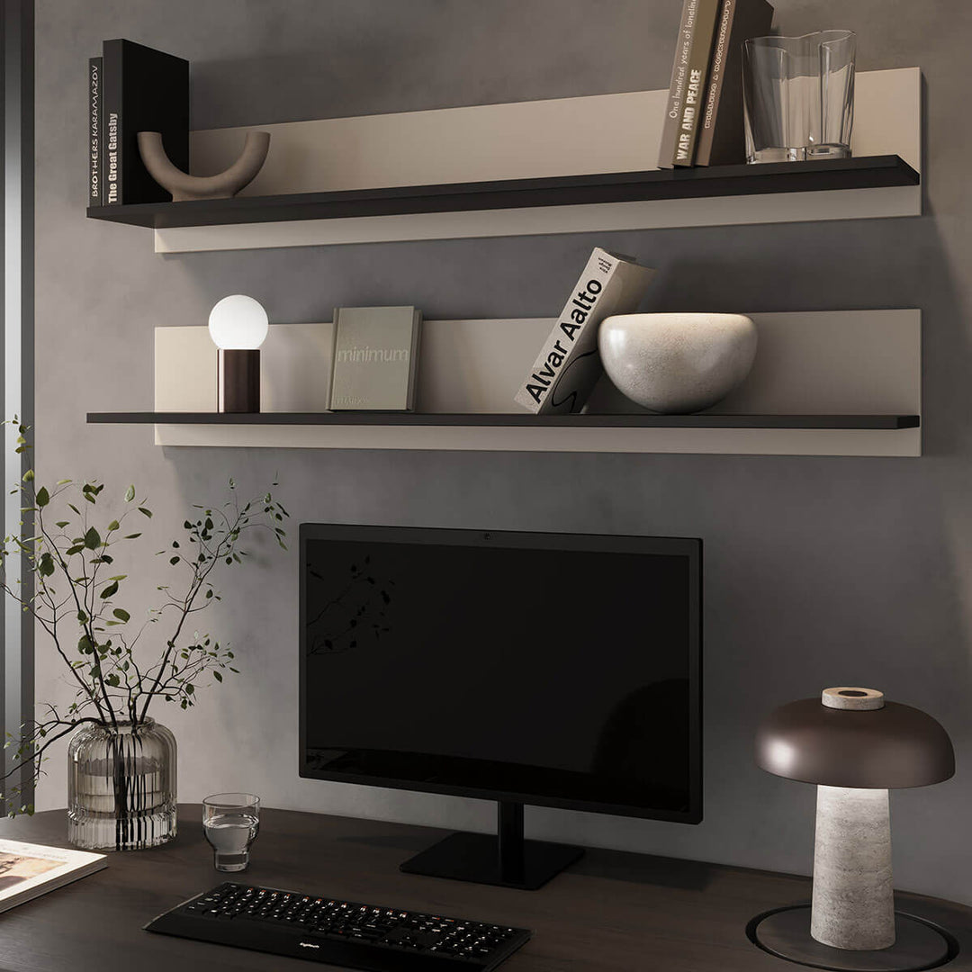 Фото полиць (2 шт.) SOHO CAMA кашемір / чорний в інтер'єрі
