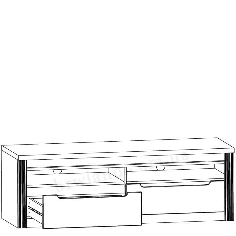 На фото схема наповнення тумби ТВ RTV2S меблів для вітальні СОЛОМІЯ БРВ-Україна