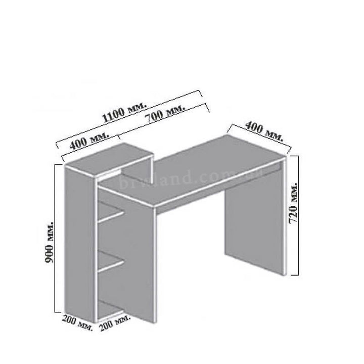 На фото схема письмового столу 110H ВМВ дуб венге / білий