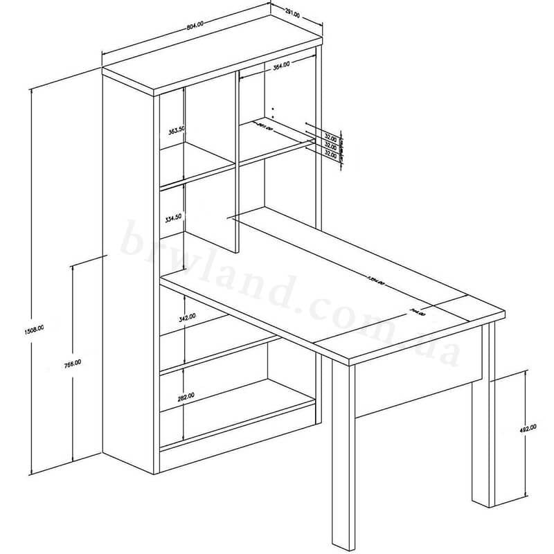 На фото схема письмового столу 120 ВМВ дуб сонома