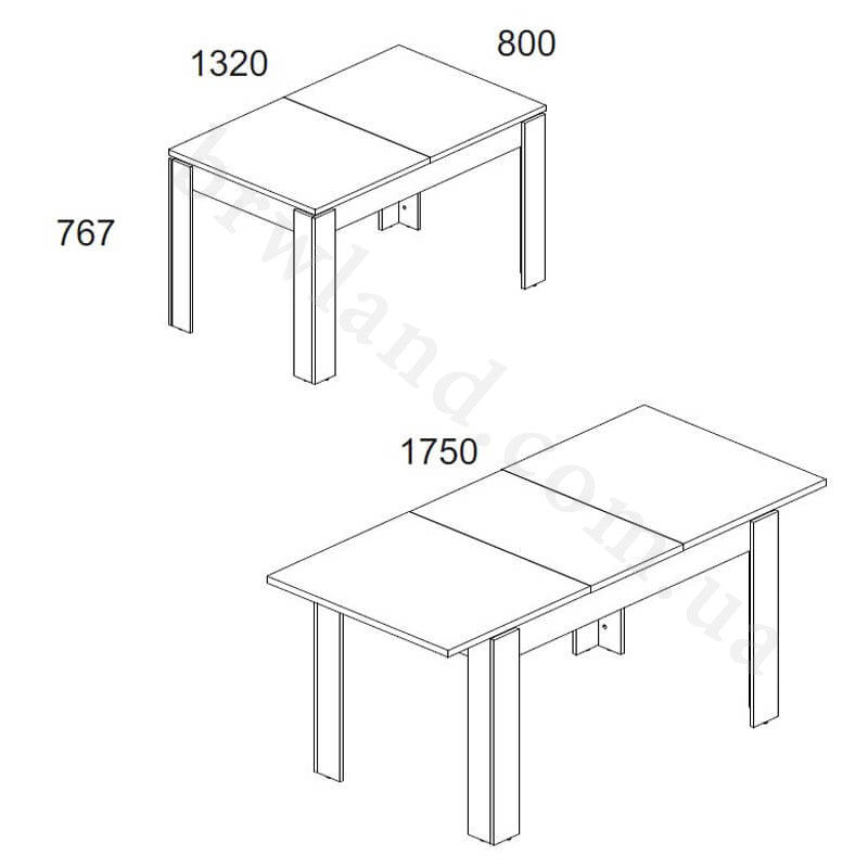 На фото схема обіднього столу 130/175 JAZZ MEBELBOS