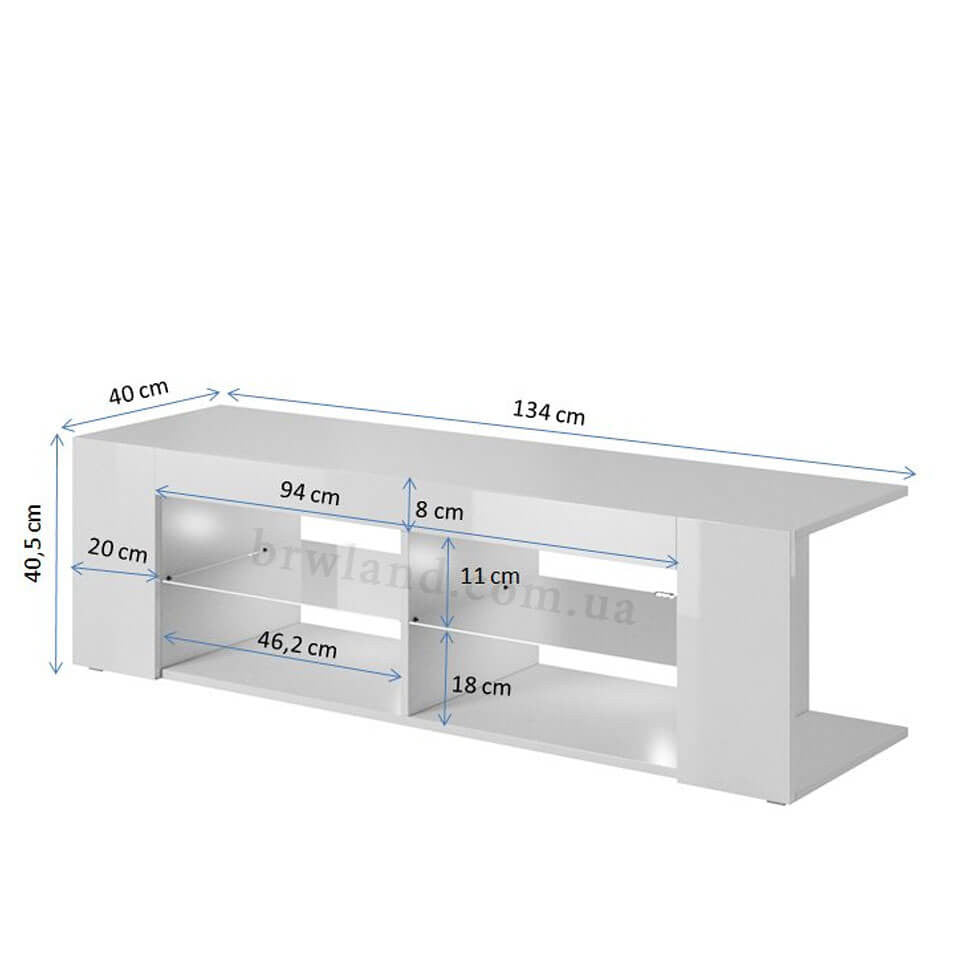 Фото тумби під телевізор TEXAS CAMA білий / білий глянець з розмірами
