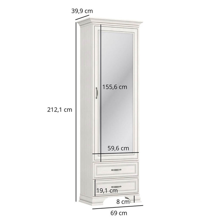Фото розмірів пеналу з дзеркалом TIFFANY II MEBELBOS 1D2S