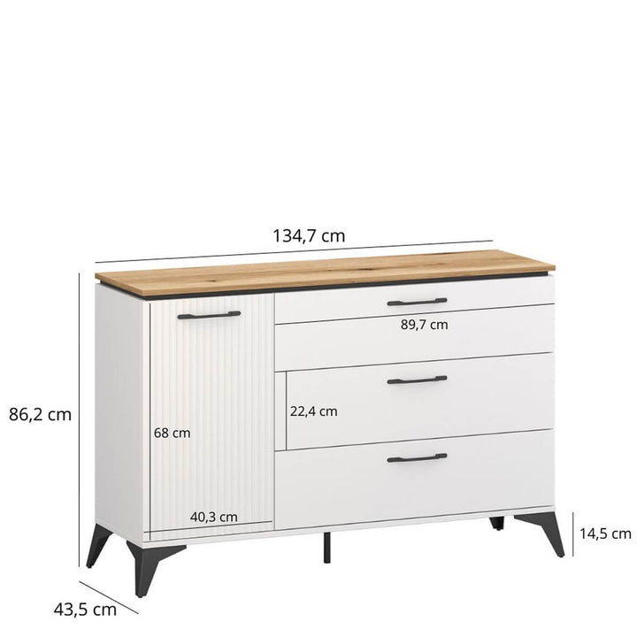 Фото розмірів комода VELUTTO MEBELBOS 1D3S