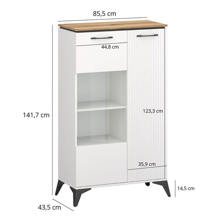 Фото розмірів низької вітрини VELUTTO MEBELBOS 1D1W