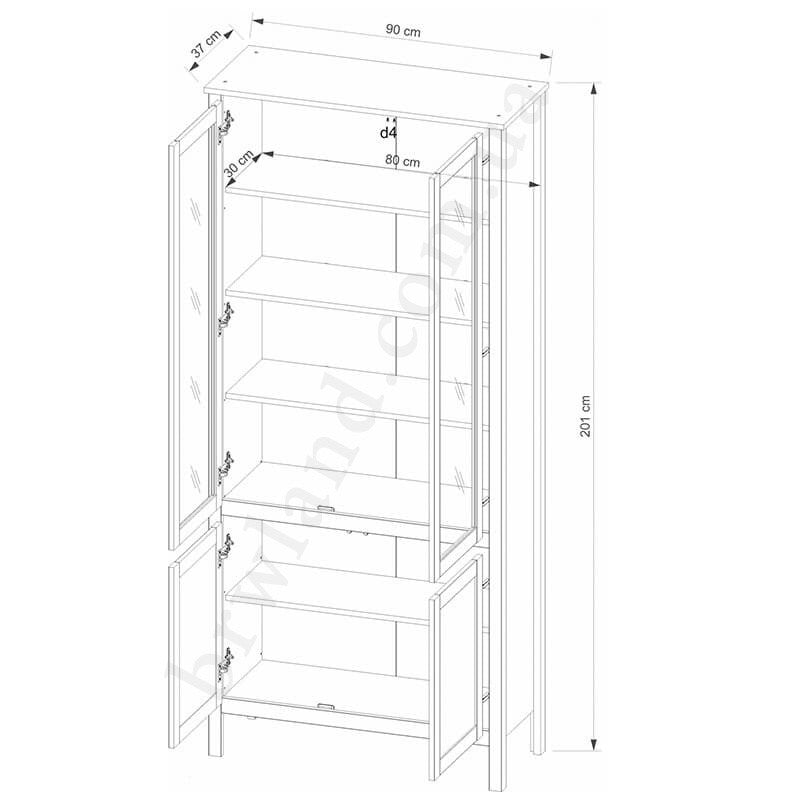 На фото схема наповнення вітрини OLE MEBELBOS 2D2W